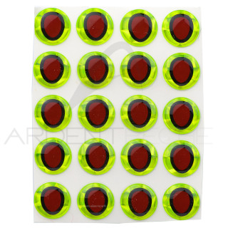 Occhi 3D adesivi pupilla ovale chartreuse