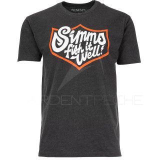 SIMMS Fish It Well Badge Charcoal Heather Tee Shirt