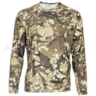SIMMS Solarflex Crewneck Prints Riparian Camo Tee Shirt