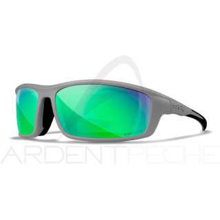 Polarized sunglasses WILEY X Grid Captivate Green Mirror Matte cool grey frame