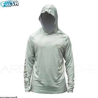 FIIISH Anti UV Olive green hooded T-shirt