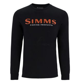 SIMMS Logo Shirt LS Jet Black tee shirt