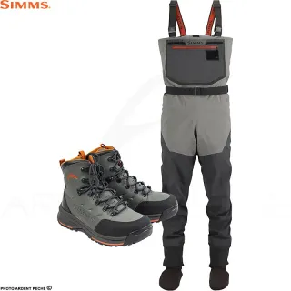 Pack waders SIMMS Freestone Smoke + chaussures caoutchouc