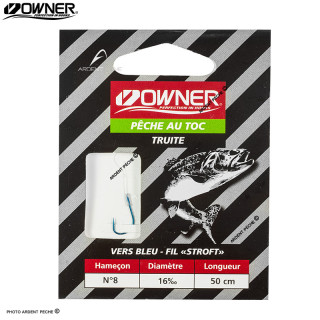 OWNER Blue Worm Pre-Tied Trout Hook