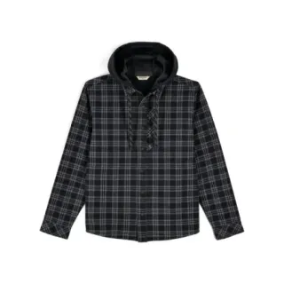 Sovracamicia con cappuccio SIMMS Coldweather Hooded Shacket Wakemup Plaid Black - Ardent flyfishing