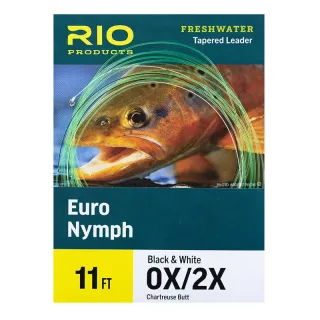Bas de ligne RIO Euro Nymph 11' (3,40m) Départ chartreuse pointe noir/blanc