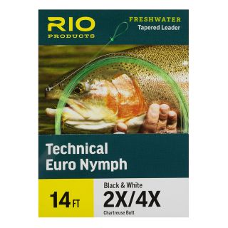 Bas de ligne RIO Technical Euro Nymph 14' (4,30m) Départ chartreuse pointe noir/blanc
